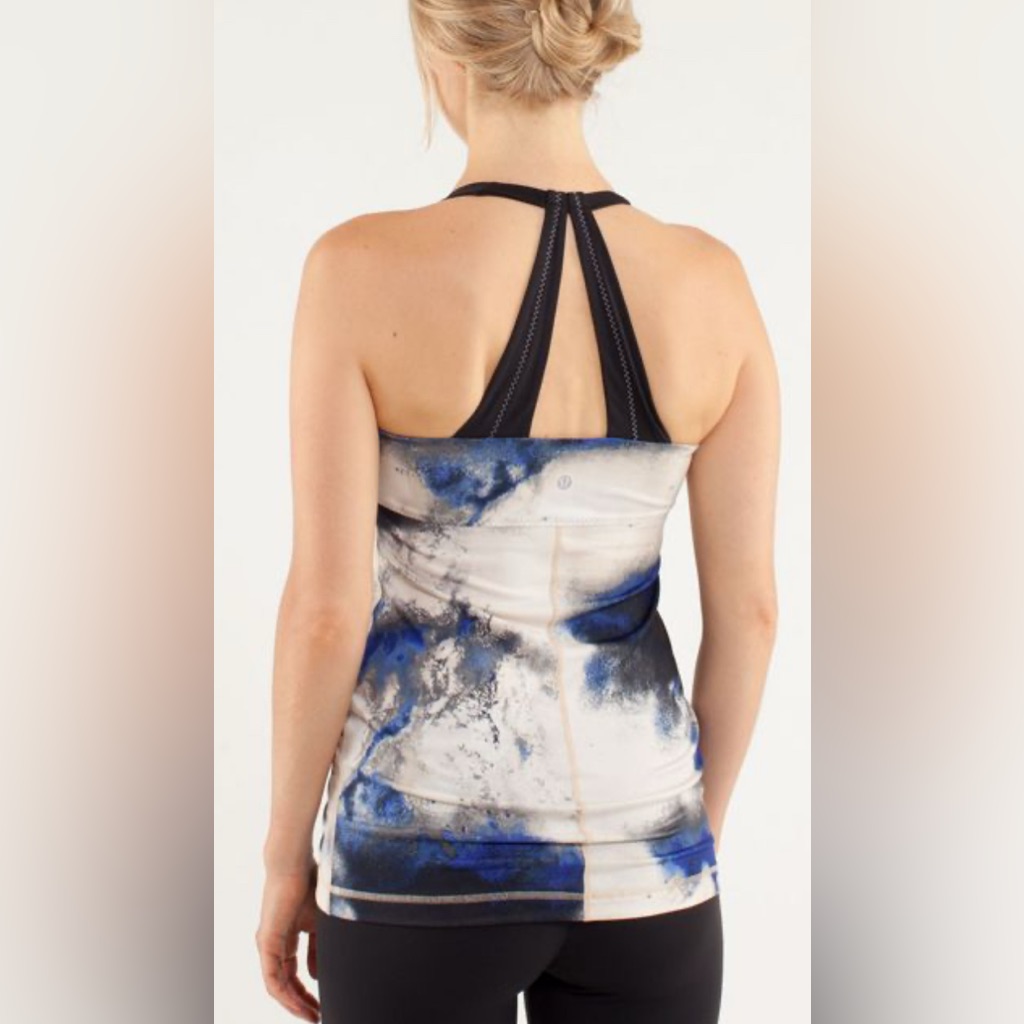 Lululemon Athletica Scoop Me Up Tank Milky Way Multi Print/Black Racerback Sz 8